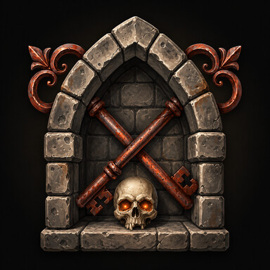 Crypt Prices app icon: a skull and crossed keys in a stone archway